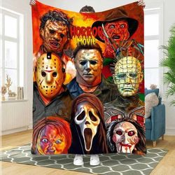 horror movie watching blanket, personalized blanket horror movie blanket, my horror movie blanket, horror blanket, scary