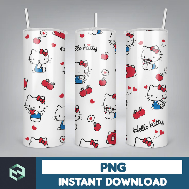 Kitty Coffee Tumbler, Cartoon Tumbler, Tumbler Wrap, Spring Flower Pink Cat PNG, 20oz Straight Skinny Wrap, Full Tumbler Wrap (48).jpg