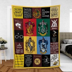 school of wizard movie fleece blanket, magical school fleece blanket mink sherpa, wizard movie lover fleece blanket, gif