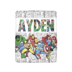 superhero blanket - superhero birthday party gift - comics name blanket for kids who love superheroes.jpg