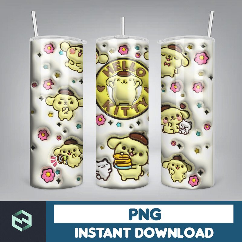 Kitty Coffee Tumbler, Cartoon Tumbler, Tumbler Wrap, Spring Flower Pink Cat PNG, 20oz Straight Skinny Wrap, Full Tumbler Wrap (68).jpg