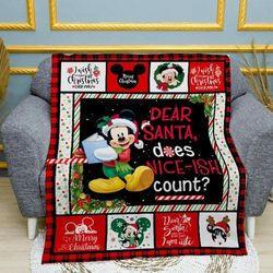 christmas dear santa, mickey and friends blanket, mickey minnie blanket, mink sherpa, baby blanket, disney xmas blanket,