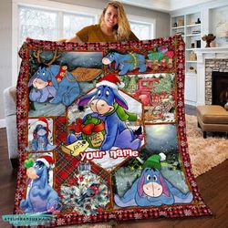customized eeyore throw blanket, eeyore fluffy blanket, personalized adult blanket, throw blanket with name, christmas g
