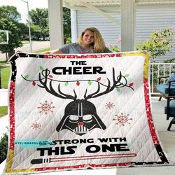 darth vader the cheer is strong with this one merry christmas sofa blanket, starwars fleece blanket, darth vader luke sk