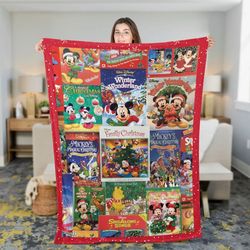 mouse disney christmas blanket, retro santa mickey minnie soft cozy sherpa fleece throw blankets, mickey's christmas car