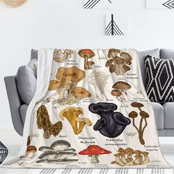 mushroom blanket, cottagecore mushroom blanket, mushroom gift, cottagecore decor, forestcore blanket, vintage mushroom b