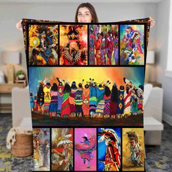 native american pattern fleece sherpa blanket, native american christmas blanket, christmas gift, native american blanke