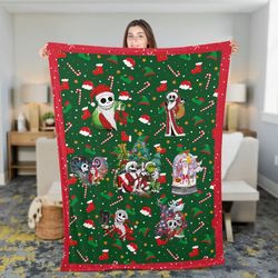 nightmare before christmas cozy blanket, santa jack skellington cozy sherpa fleece throw blanket, mickey's very merry ch
