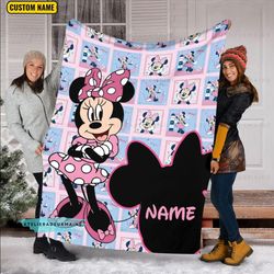 personalized minnie sofa blanket mother, kids face blanket, custom blanket for girls, family name blanket, housewarming