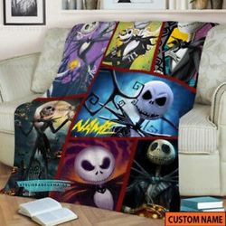 personalized nightmare before christmas sofa blanket, jack skellington blanket, jack skellington the king of halloween p