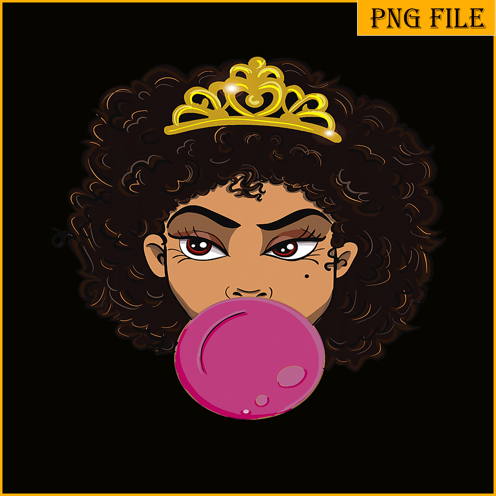 QUE15112314-Young Queen PNG, Bubblegum Queen PNG, Afro Girls PNG.png