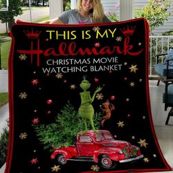personalized this is my christmas house fleece blanket, christmas blanket, grinch face blanket, christmas gifts, grinch