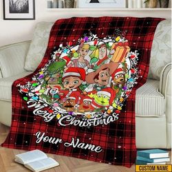 personalized toy story christmas blanket, woody buzz lightyear jessie fleece blanket, disneyland christmas throw blanket