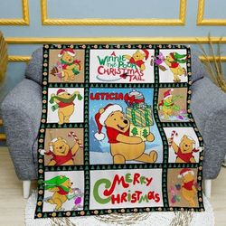 personalized winnie the pooh christmas blanket, winnie the boo blanket, christmas disney blanket,pooh bear blanket,disne
