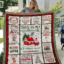 this is my hallmark movie christmas blanket, christmas blanket, christmas movie blanket, christmas gifts, movie watching