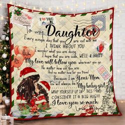 to my daughter christmas house fleece blanket, christmas blanket, daughter blanket, christmas gifts for daughter, blanke