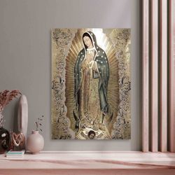 wall art the virgin of guadalupe, our lady of guadalupe wall art, immaculate mary art canvas, religious art, abstract ,
