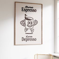 retro coffee quote print, kitchen poster, espresso wall art, coffee print, coffee retro poster, coffee gifts, retro prin