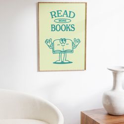 retro reading poster, classroom wall decor, trendy wall print, read more books, trendy retro art, 70s art print, retro c