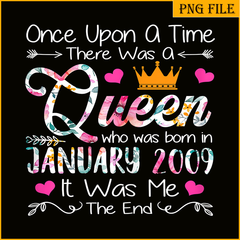 QUE30102315-Queen Born In January 2009 PNG, Birthday Girl PNG, Happy Birthday PNG.png