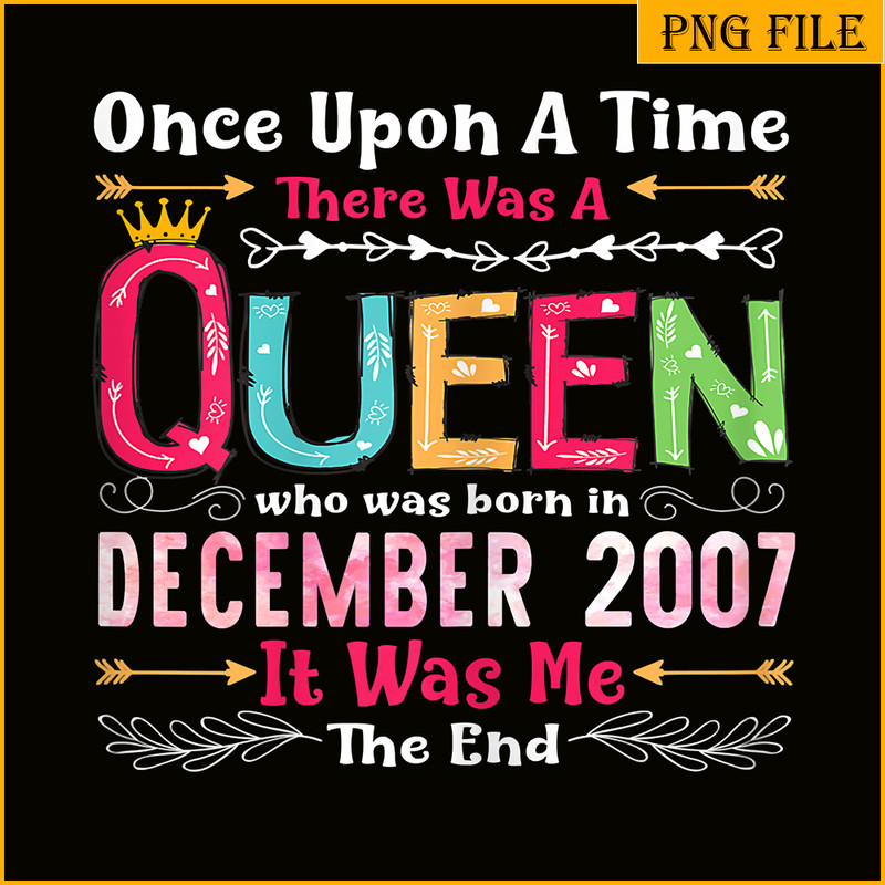 QUE30102317-Queen Born In December 2007 PNG, Birthday Girl PNG, Happy Birthday PNG.png