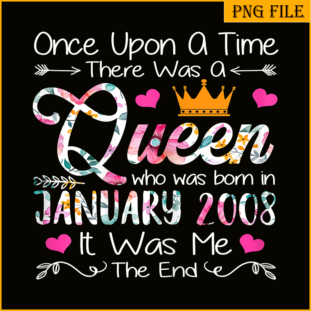 QUE30102318-Queen Was Born In January 2008 PNG, Birthday Girl PNG, Happy Birthday PNG.png