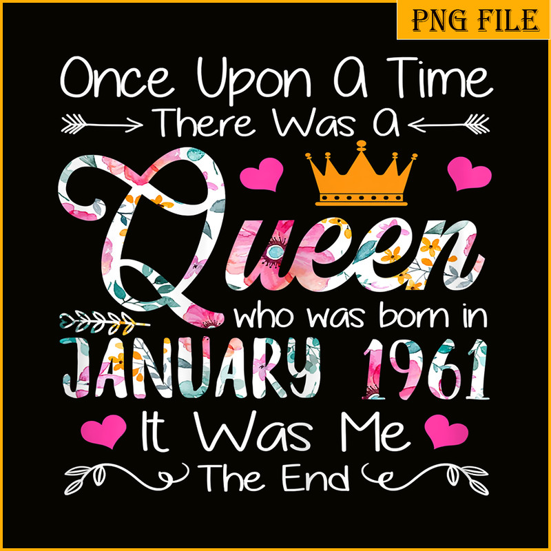 QUE30102374-Queen Was Born In January 1961 PNG, Happy Birthday PNG, Birthday Queen PNG.png