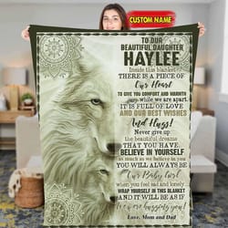 custom name blanket, to our daughter from mom dad fleece sherpa blanket, christmas blanket, birthday gift for daughter,