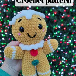crochet gingerbread man plushie pattern , amigurumi patterns