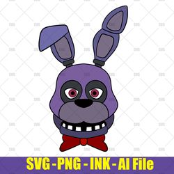 Bonnie the Rabbit Five Nights at Freddy's FNAF SVG, Bonnie the Rabbit  ink Png coloring page, Bubble Circut desgin space
