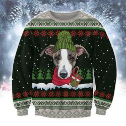 greyhound in the snow – christmas premium sweater for men women