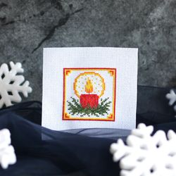 Cross stitch pattern Candle, simple cross stitch chart PDF, Christmas gift idea DIY, easy x stitch pattern for beginners