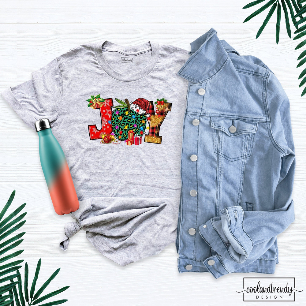 Joy Christmas Shirt, Christmas Matching Tees, Leopard Print Joy Shirt, Holiday Tee, Vacation Shirt, Christmas Tee, Joyful Christmas Shirt.jpg