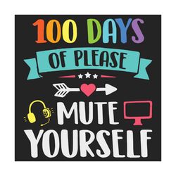 100 days of please mute yourself, 100th day svg, back to school svg, school svg, teacher svg, virtual school svg, study