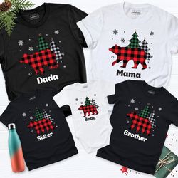 matching family bear christmas shirt, custom family christmas shirt, personalized tree christmas couple tee, family matc