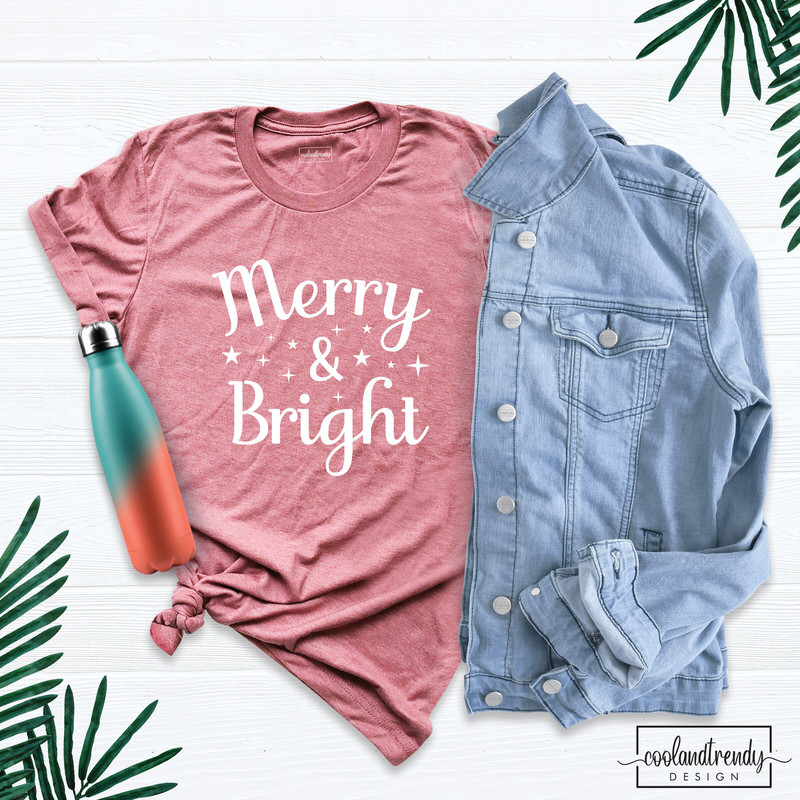 Merry and Bright Shirt, Christmas Shirt, Christmas Day T-Shirt, Winter Tee Shirt, Cute Christmas Shirt, Women Christmas Shirt.jpg