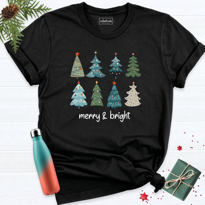 Merry and Bright Trees Christmas Shirt, Womens Christmas Shirt, Holiday Shirt, Winter Shirt, Cute Holiday Shirt, Christmas Tree Shirt.jpg