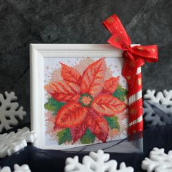 Cross stitch pattern Watercolor Poinsettia / Christmas flower cross stitch pattern PDF / DIY Christmas gift idea
