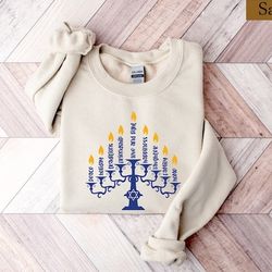 Hanukkah Menorah Shirt, Hanukkah Sweatshirt, Chanukah Gifts, Hanukkah Gifts for Women, Kids Hanukkah Shirt, Judaica Shir