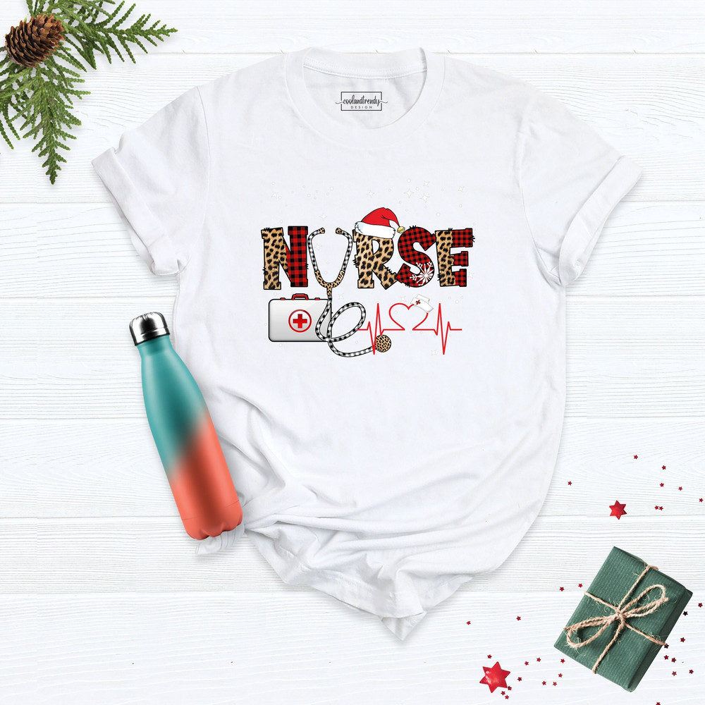 Nurse Christmas Tree Shirt, Nurse Leopard Tshirt, Christmas Nursing Shirt, Merry Nurse TShirt, Christmas Hospital Tee, Nurse Worker Xmas Tee.jpg