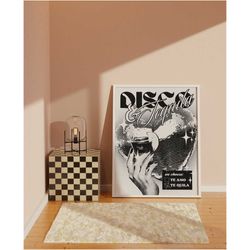 disco tequila groovy poster bar cart art dorm