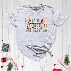 santa claus hot chocolate christmas lights t-shirt, christmas shirt, hot chocolate shirt, christmas light shirt, cute ch