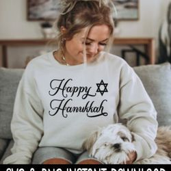 Happy Hanukkah SVG, PNG Hanukkah SVG Files, Tee Shirt SvG Instant Download, Cricut Cut Files, Silhouette Cut Files, Down