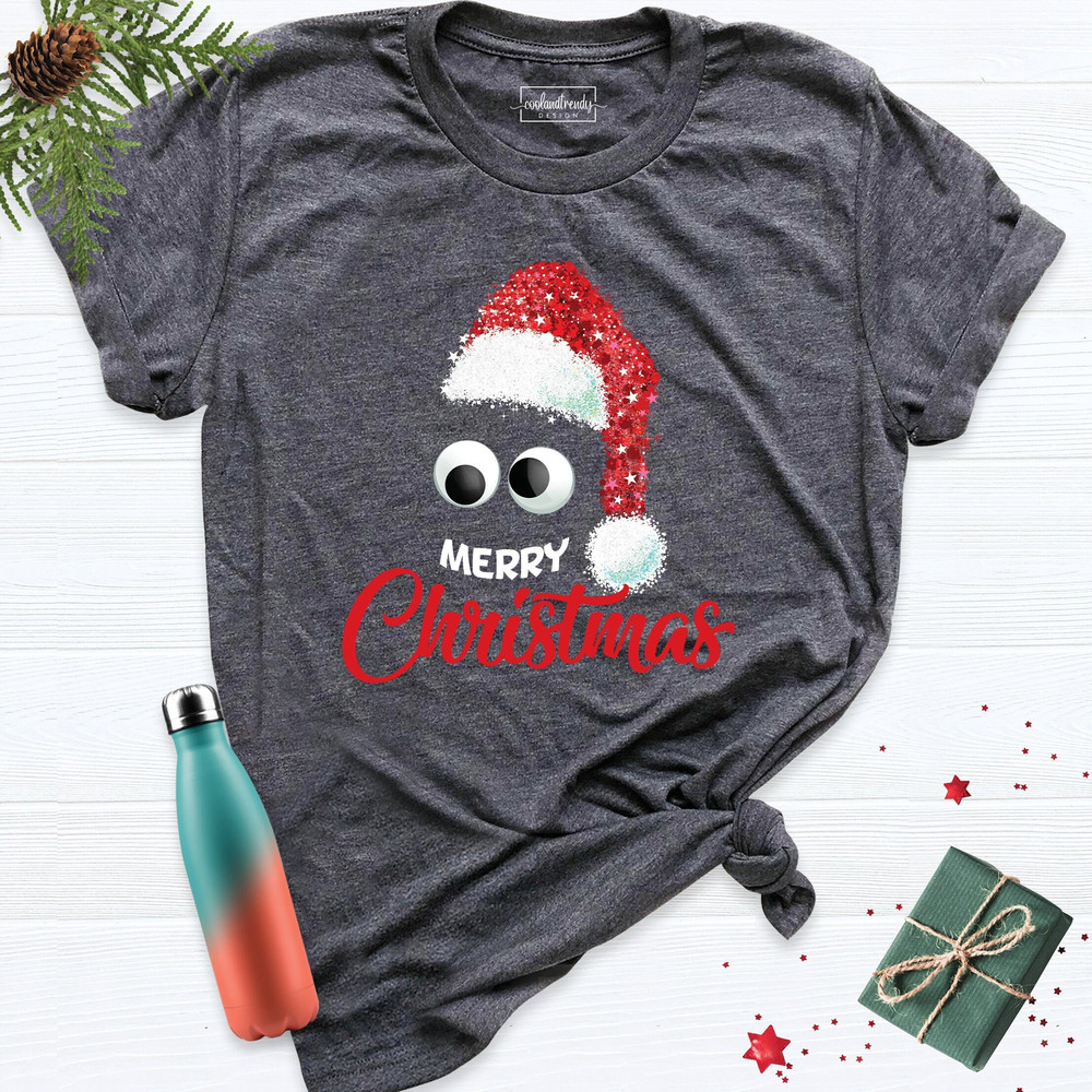Santa Hat Sarcastic Eyes Christmas Tshirt, Funny Winter Holiday Shirt, Christmas Santa Hat Shirt, Merry Xmas Party Shirt, Christmas Face Tee.jpg