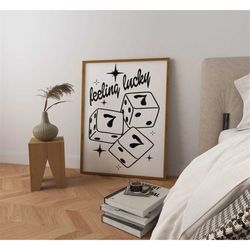 feeling lucky funky art print apartment decor, lucky