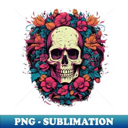 Skull and Flowers - PNG Transparent Digital Download File for Sublimation - Perfect for Sublimation Art