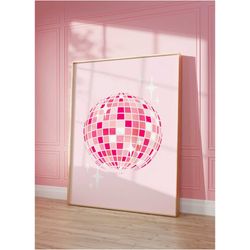 disco ball decor groovy poster, preppy room decor