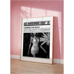 newspaper poster retro art print funky decor, preppy