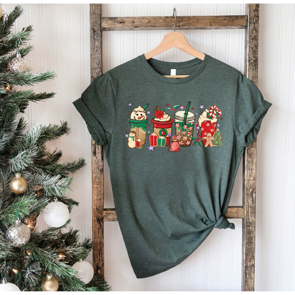 Christmas Coffee Shirt, Peppermint Iced Latte Snowmen Sweets Snow Warm Cozy Winter Women Shirt, Christmas Latte Shirt, Funny Christmas Shirt.jpg