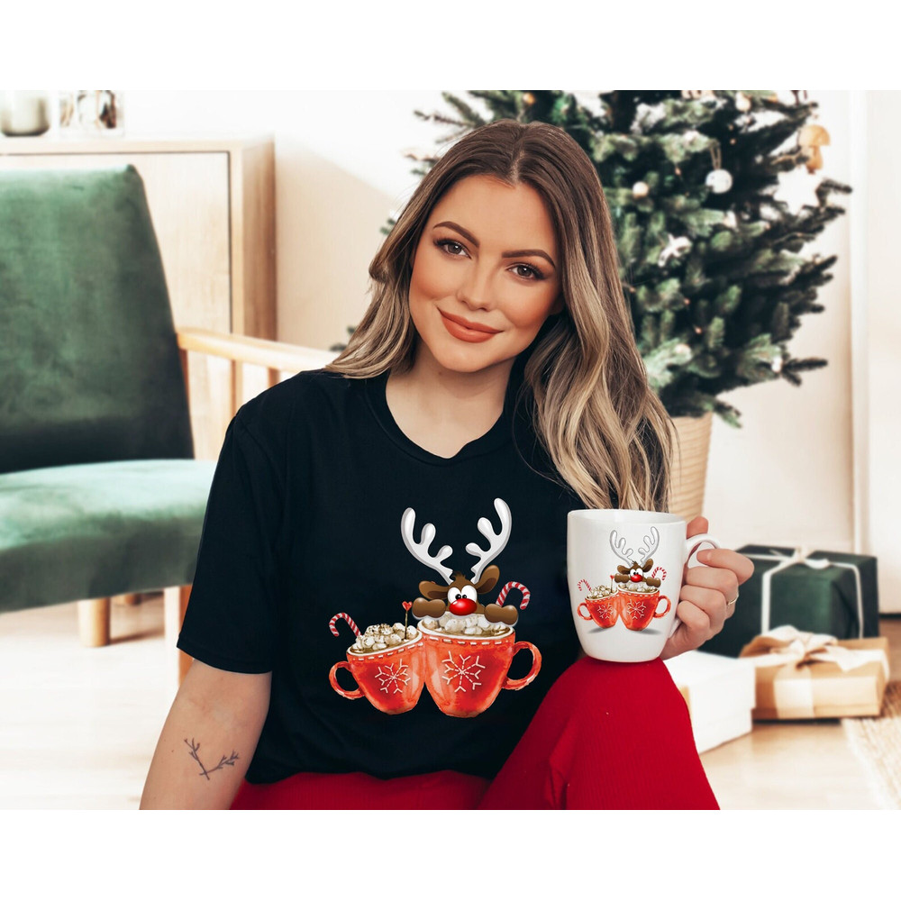 Christmas Coffee Shirt,Merry Christmas Reindeer Shirt, Snow Warm Cozy Winter Women Shirt, Christmas Latte Shirt, Hot Cocoa Christmas Tee.jpg